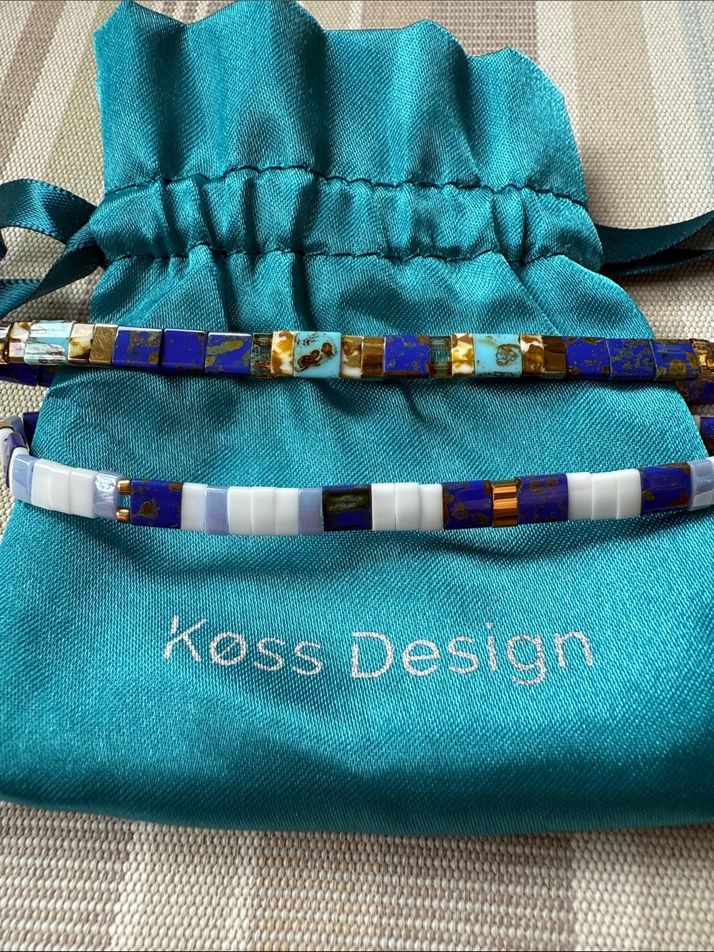 Koss Designs Beaded Bracelet Set in Teal, Purple and Blue